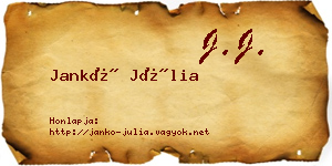 Jankó Júlia névjegykártya